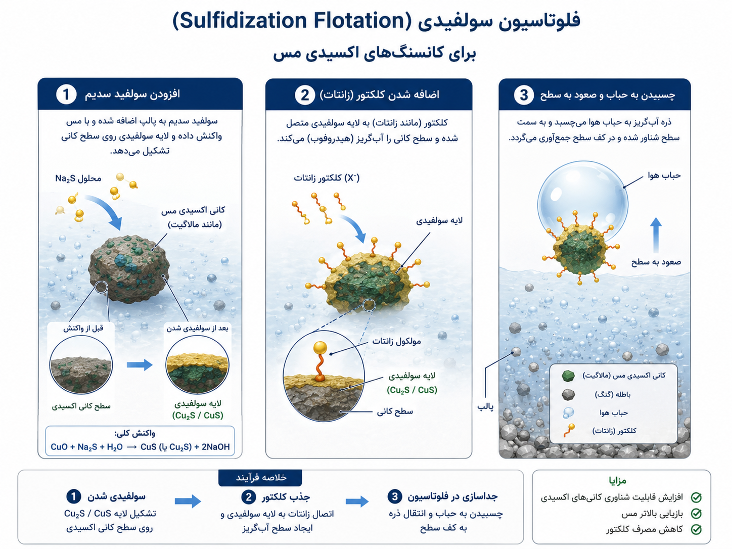 نمودار شماتیک فرآیند فلوتاسیون سولفیدی
